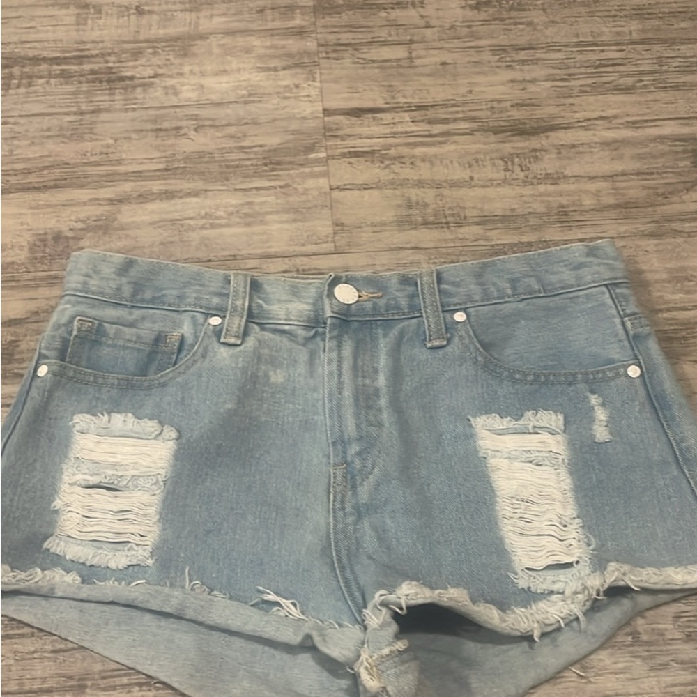 Forever 21 Light Blue Distressed Jean Shorts